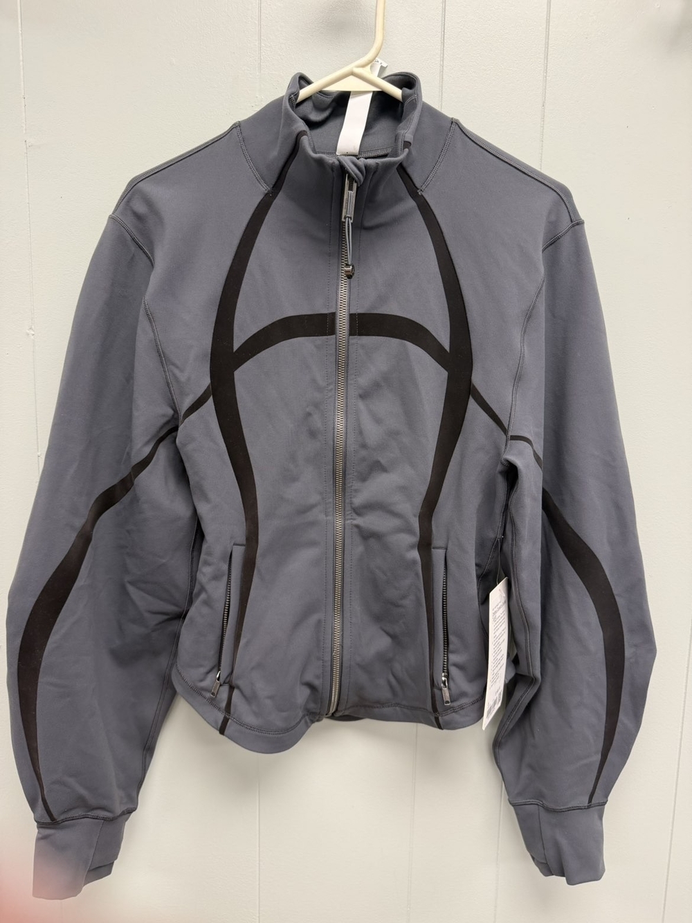 lululemon athletica Slate Gray and Black Zip-Up Varsity Jacket